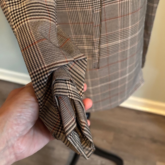 Philosophy Anthropology Gray tan classic Plaid Blazer xs nwt - Picture 4 of 10